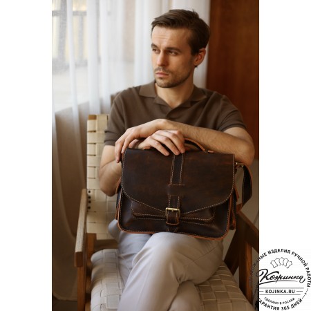 Кожаная  сумка "Леонардо" (рыжая)